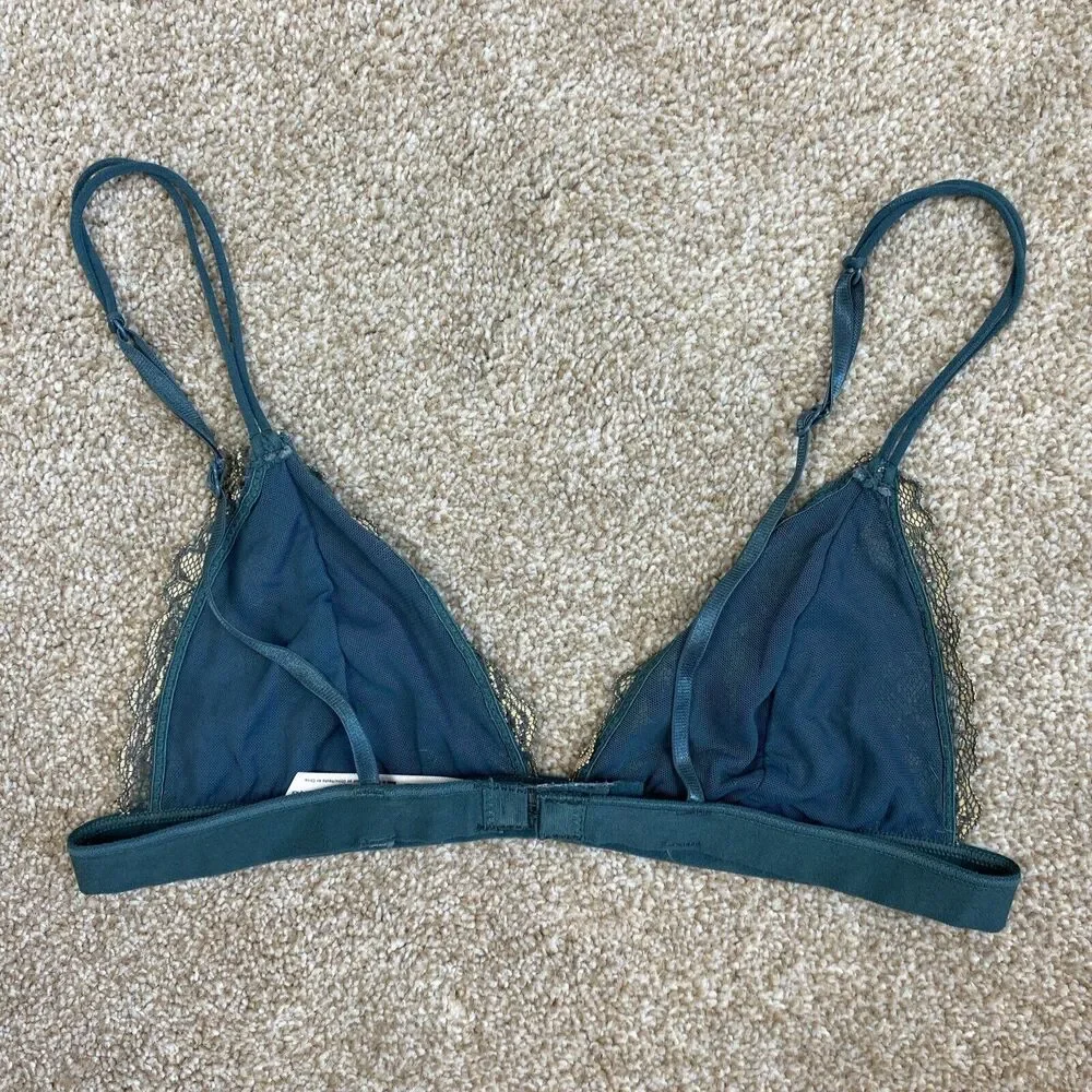 Urban Outfitters Unlined Floral Lace Bralette Teal Gold Womens Size S Boho - Picture 2 of 6